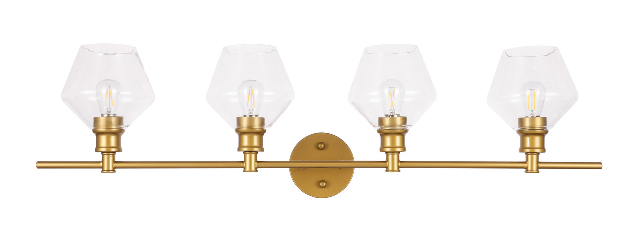 Living District LD2320BR Gene 4 light Brass and Clear glass Wall sconce