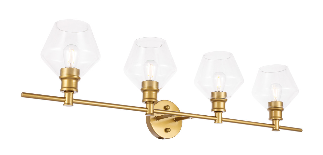 Living District LD2320BR Gene 4 light Brass and Clear glass Wall sconce