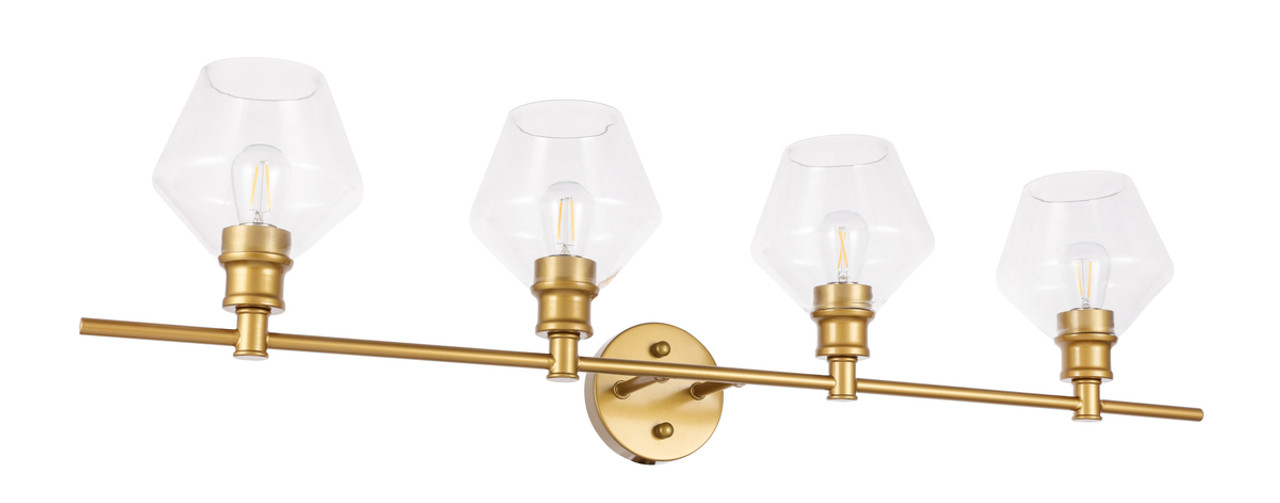 Living District LD2320BR Gene 4 light Brass and Clear glass Wall sconce