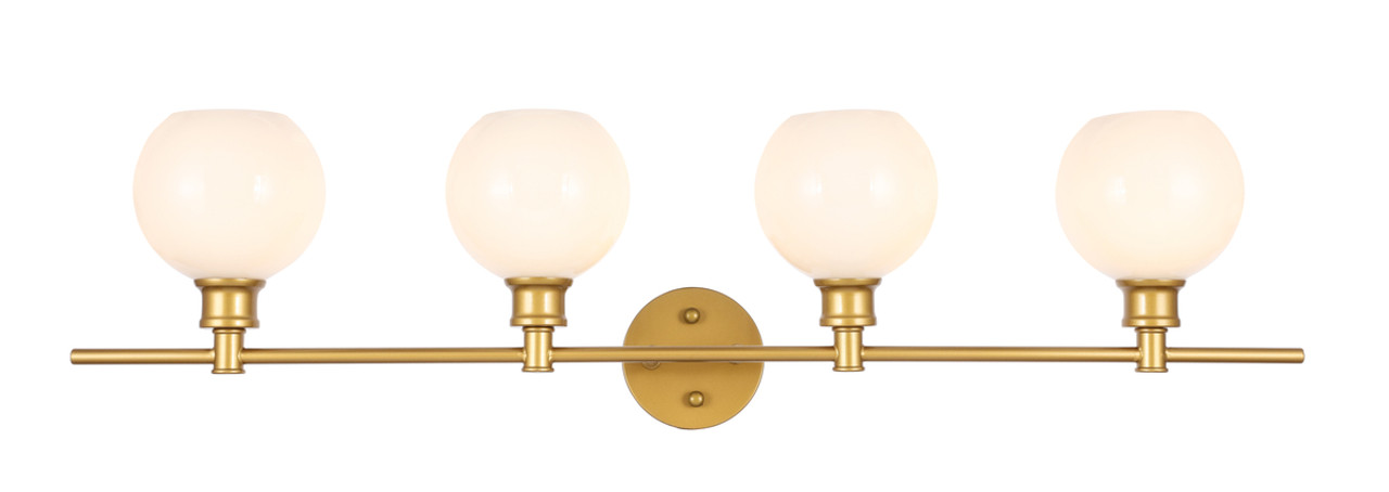 Living District LD2323BR Collier 4 light Brass and Frosted white glass Wall sconce