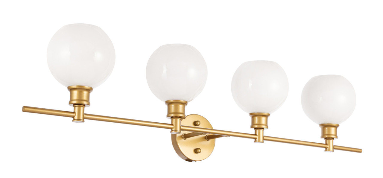 Living District LD2323BR Collier 4 light Brass and Frosted white glass Wall sconce