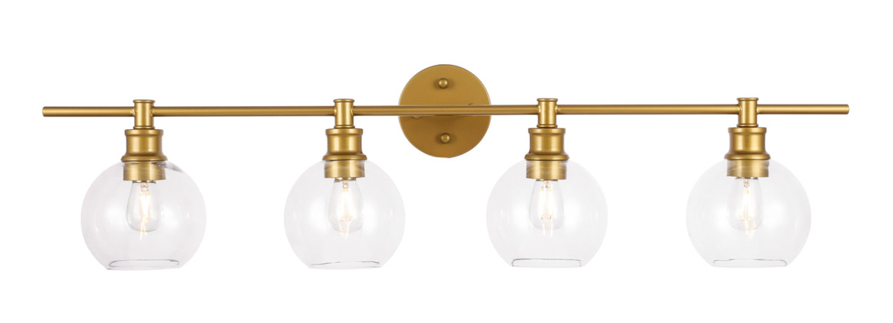 Living District LD2322BR Collier 4 light Brass and Clear glass Wall sconce
