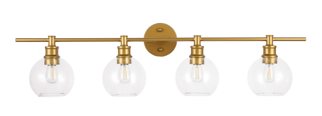 Living District LD2322BR Collier 4 light Brass and Clear glass Wall sconce