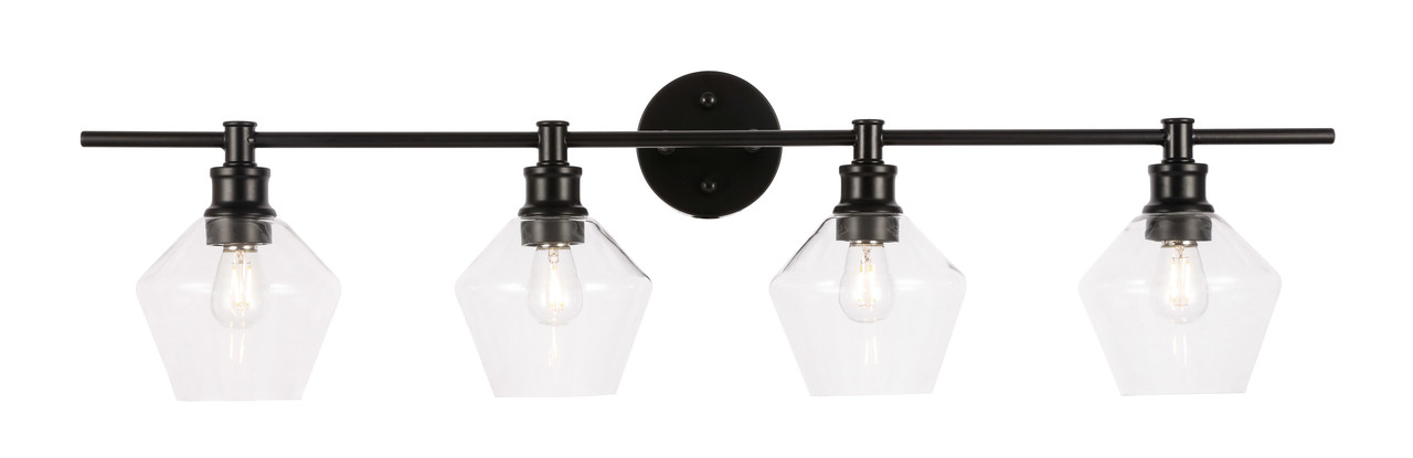 Living District LD2320BK Gene 4 light Black and Clear glass Wall sconce