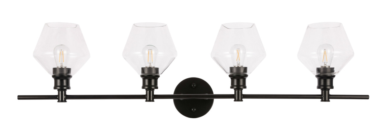 Living District LD2320BK Gene 4 light Black and Clear glass Wall sconce