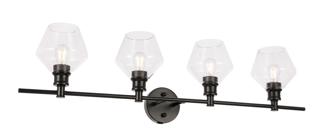 Living District LD2320BK Gene 4 light Black and Clear glass Wall sconce