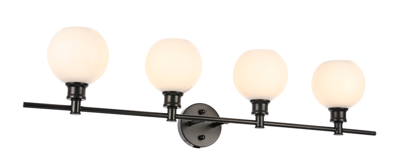 Living District LD2323BK Collier 4 light Black and Frosted white glass Wall sconce