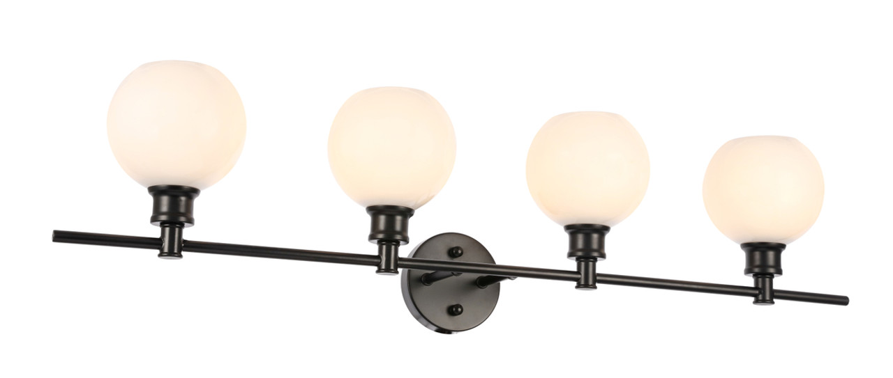Living District LD2323BK Collier 4 light Black and Frosted white glass Wall sconce