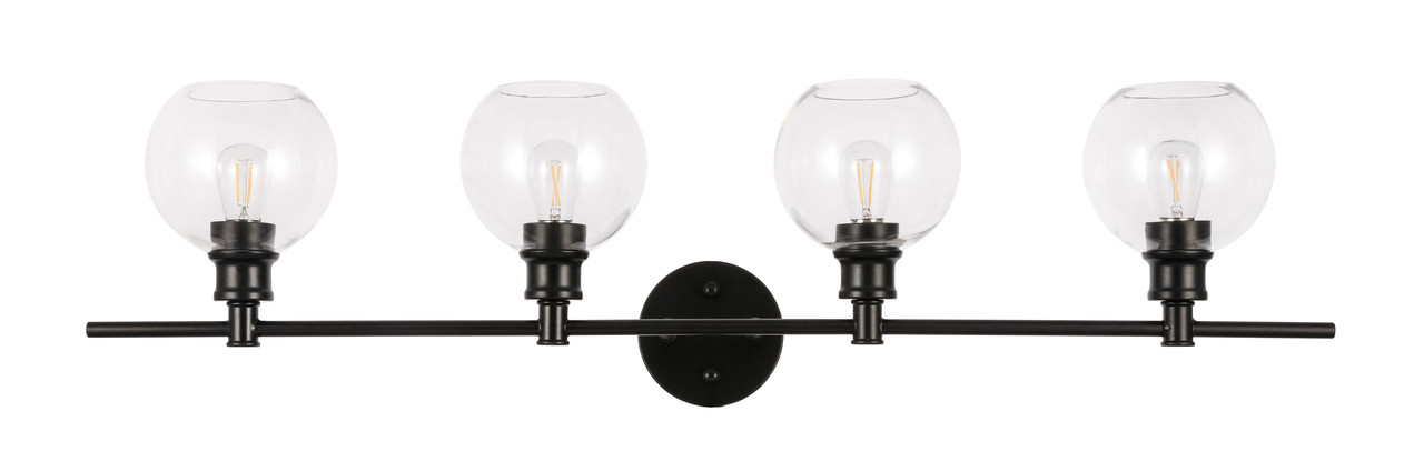 Living District LD2322BK Collier 4 light Black and Clear glass Wall sconce