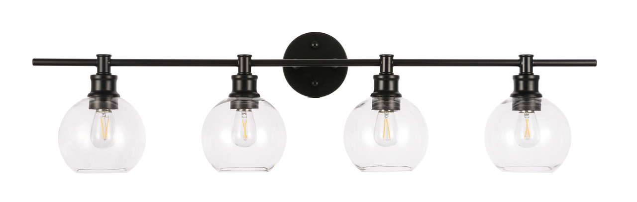 Living District LD2322BK Collier 4 light Black and Clear glass Wall sconce