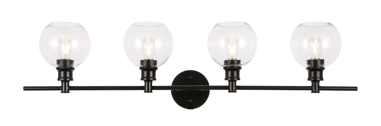 Living District LD2322BK Collier 4 light Black and Clear glass Wall sconce