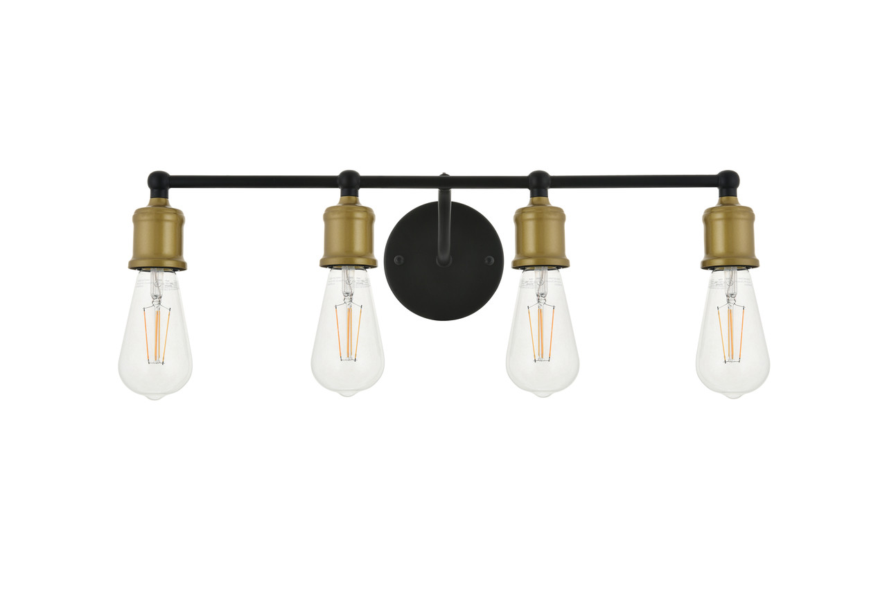 Living District LD4028W22BRB Serif 4 light brass and black Wall Sconce