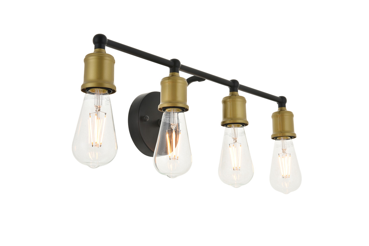 Living District LD4028W22BRB Serif 4 light brass and black Wall Sconce