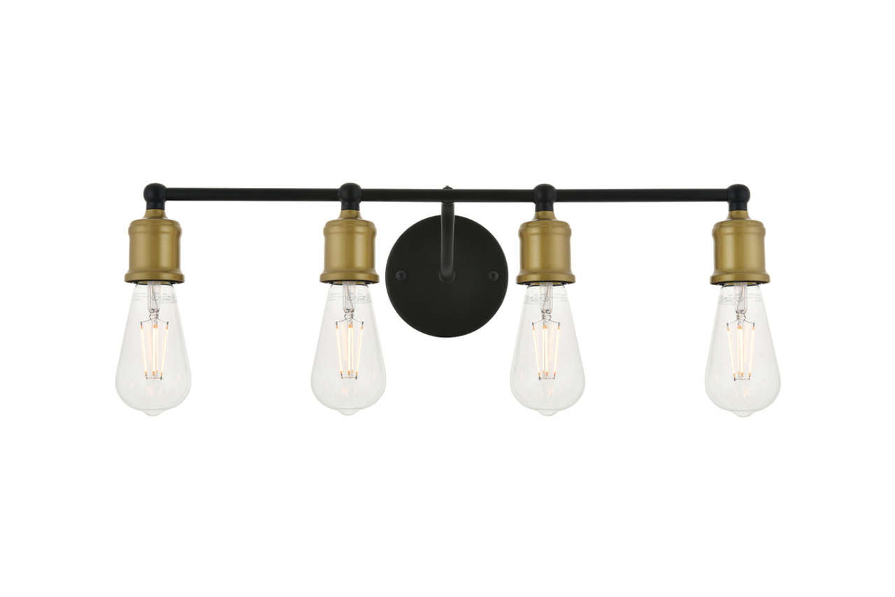 Living District LD4028W22BRB Serif 4 light brass and black Wall Sconce