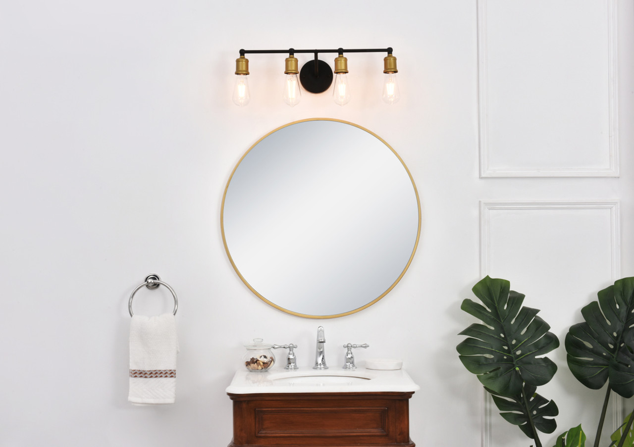 Living District LD4028W22BRB Serif 4 light brass and black Wall Sconce