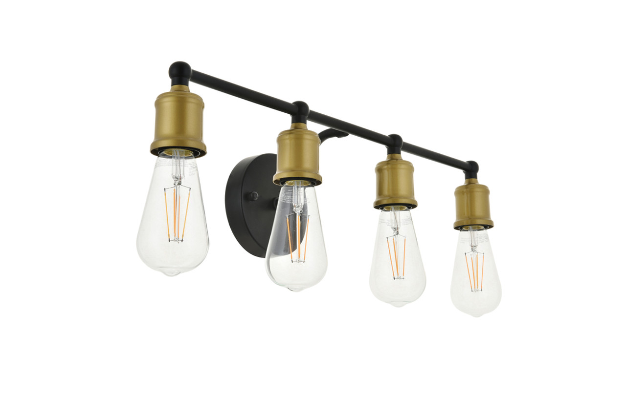 Living District LD4028W22BRB Serif 4 light brass and black Wall Sconce