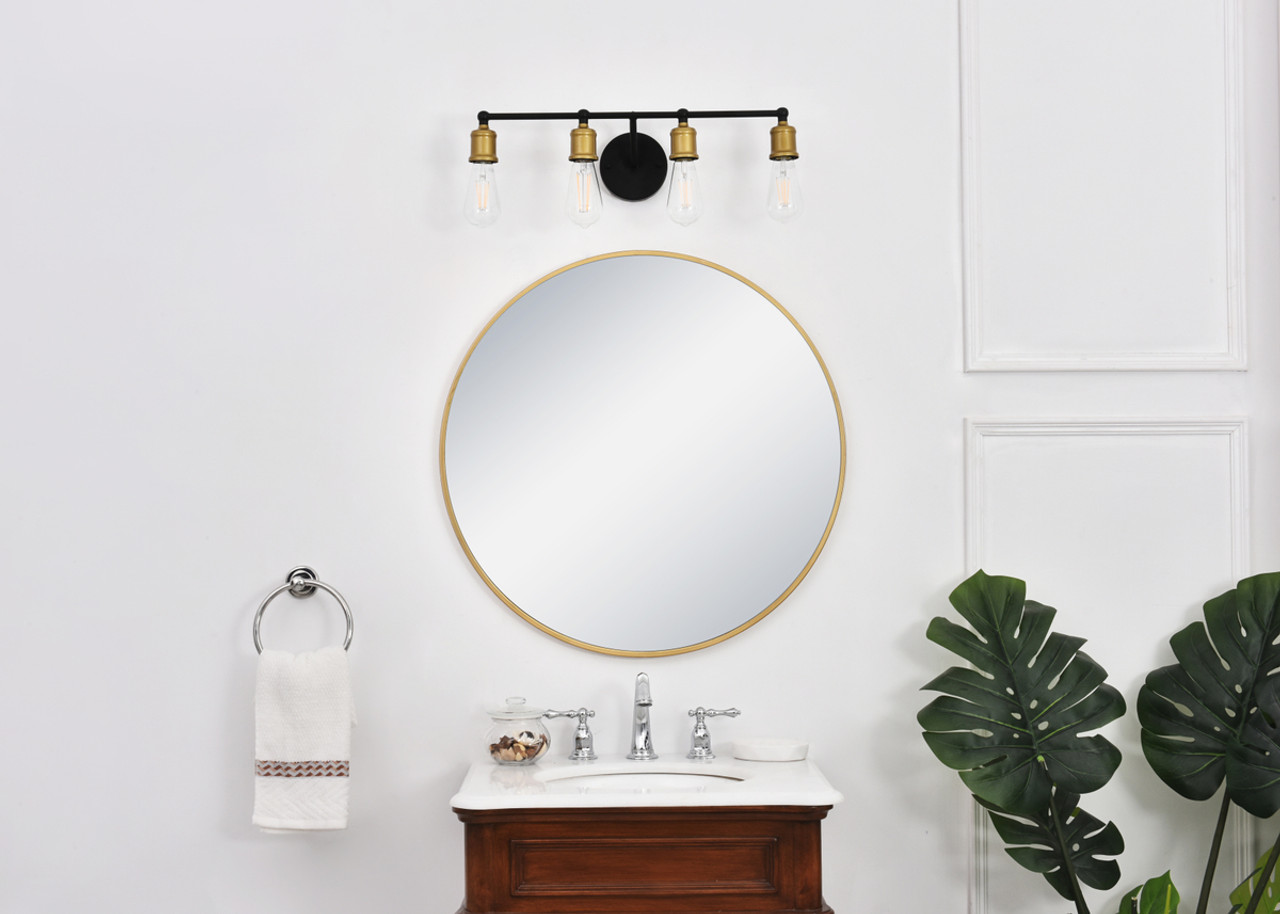 Living District LD4028W22BRB Serif 4 light brass and black Wall Sconce