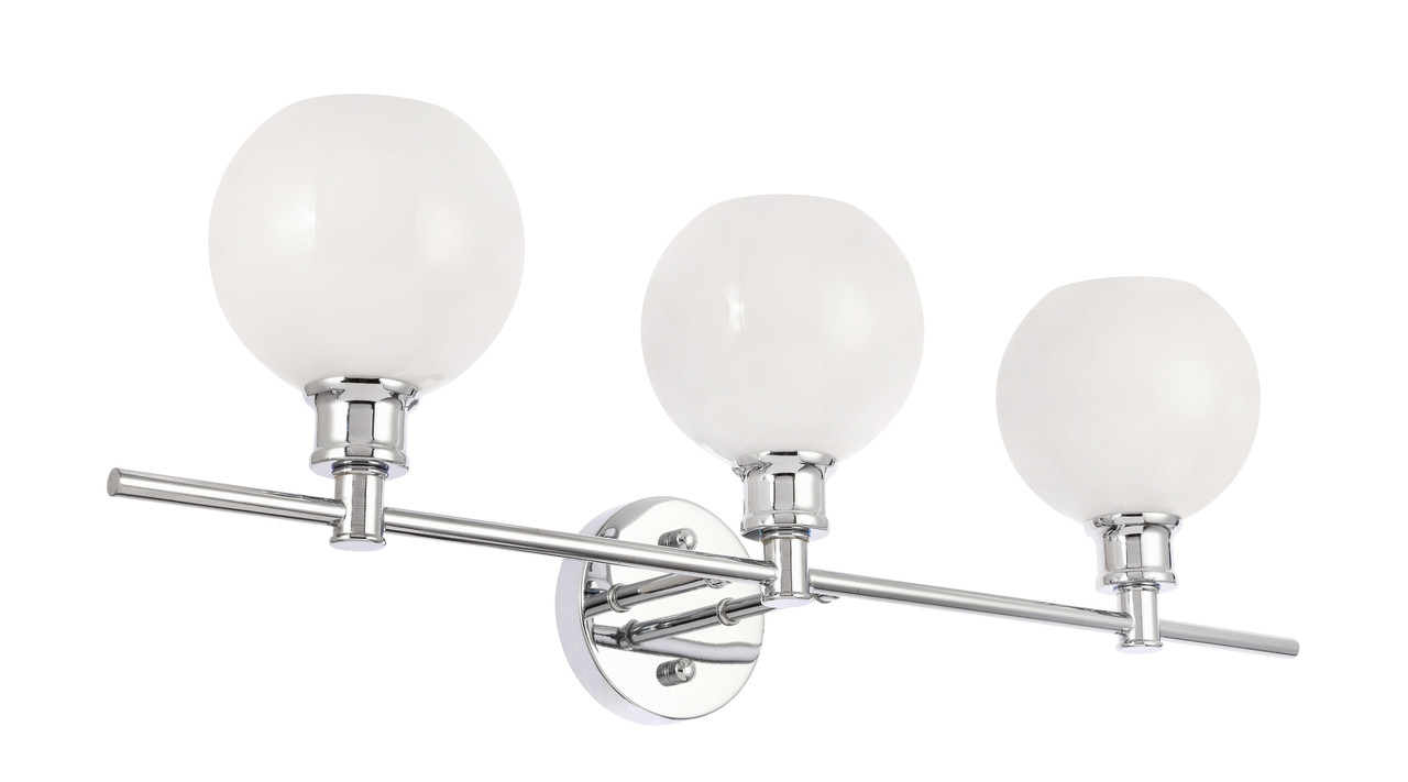 Living District LD2319C Collier 3 light Chrome and Frosted white glass Wall sconce