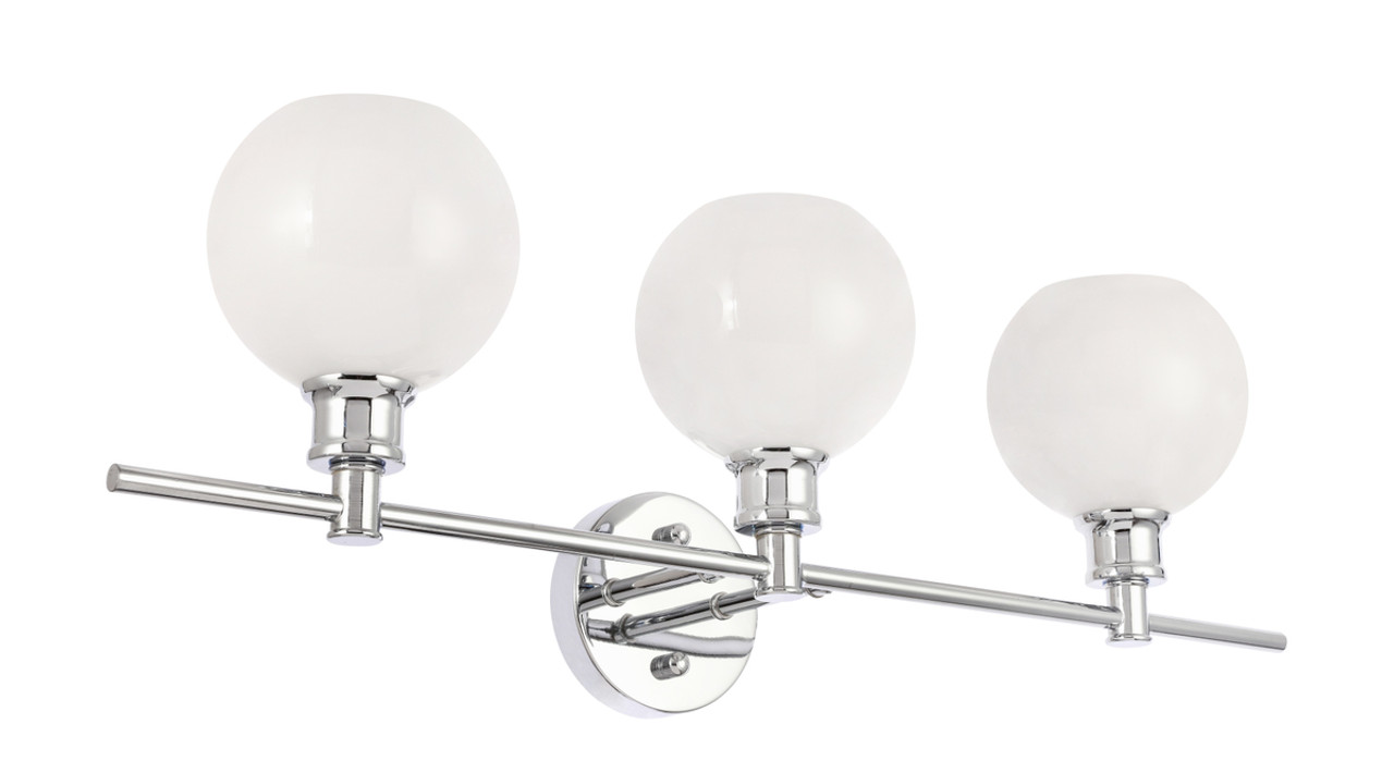 Living District LD2319C Collier 3 light Chrome and Frosted white glass Wall sconce