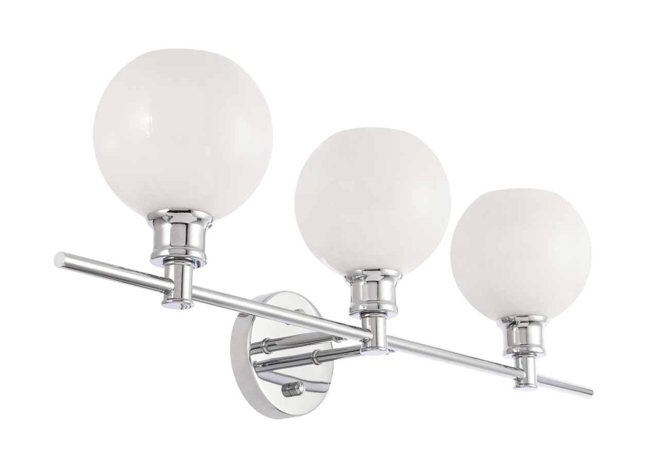 Living District LD2319C Collier 3 light Chrome and Frosted white glass Wall sconce