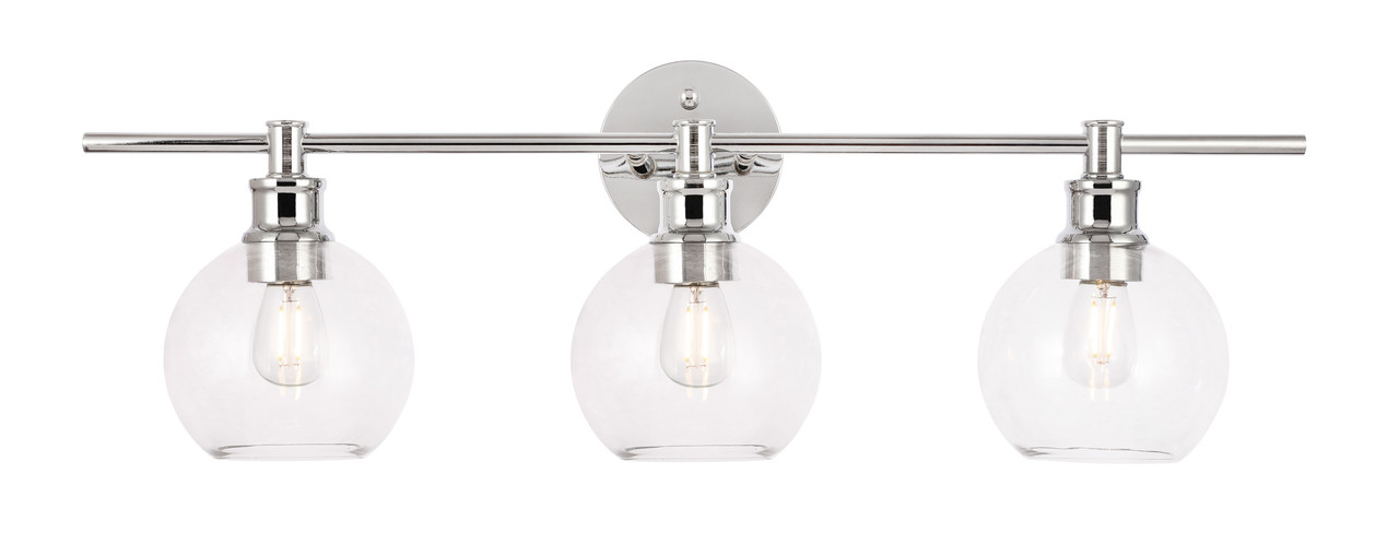 Living District LD2318C Collier 3 light Chrome and Clear glass Wall sconce
