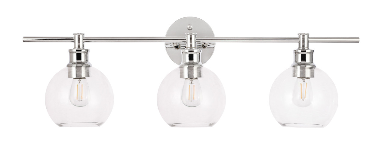 Living District LD2318C Collier 3 light Chrome and Clear glass Wall sconce