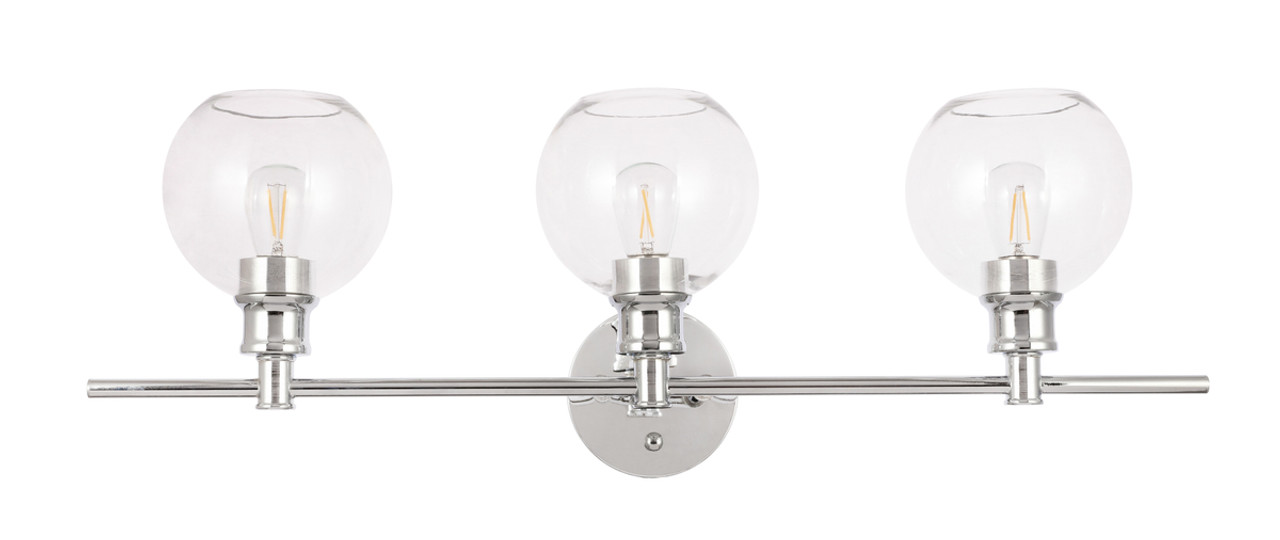 Living District LD2318C Collier 3 light Chrome and Clear glass Wall sconce