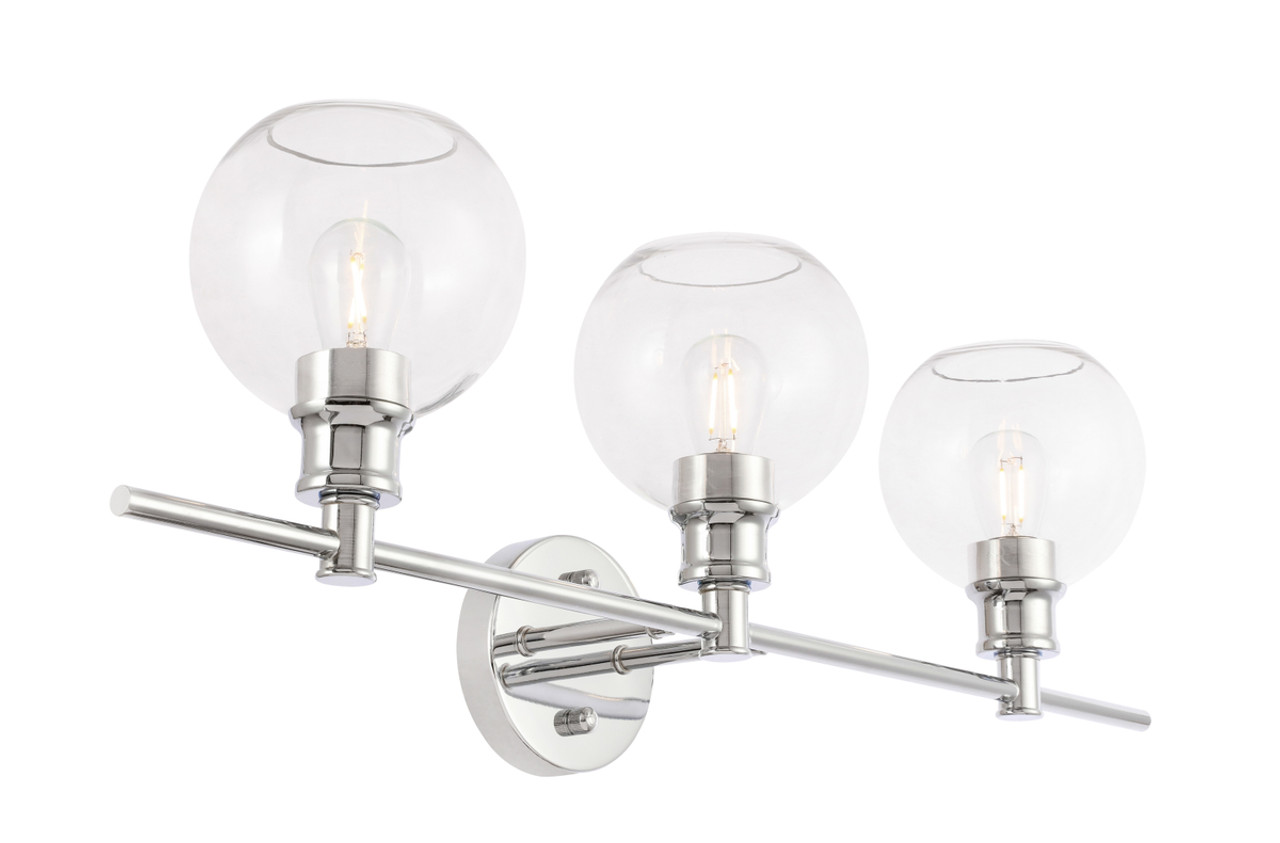Living District LD2318C Collier 3 light Chrome and Clear glass Wall sconce