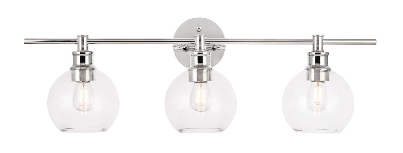 Living District LD2318C Collier 3 light Chrome and Clear glass Wall sconce