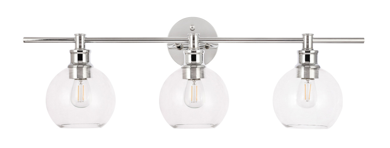 Living District LD2318C Collier 3 light Chrome and Clear glass Wall sconce