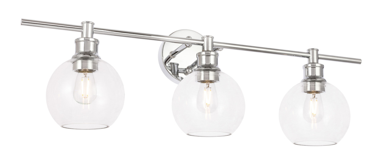 Living District LD2318C Collier 3 light Chrome and Clear glass Wall sconce