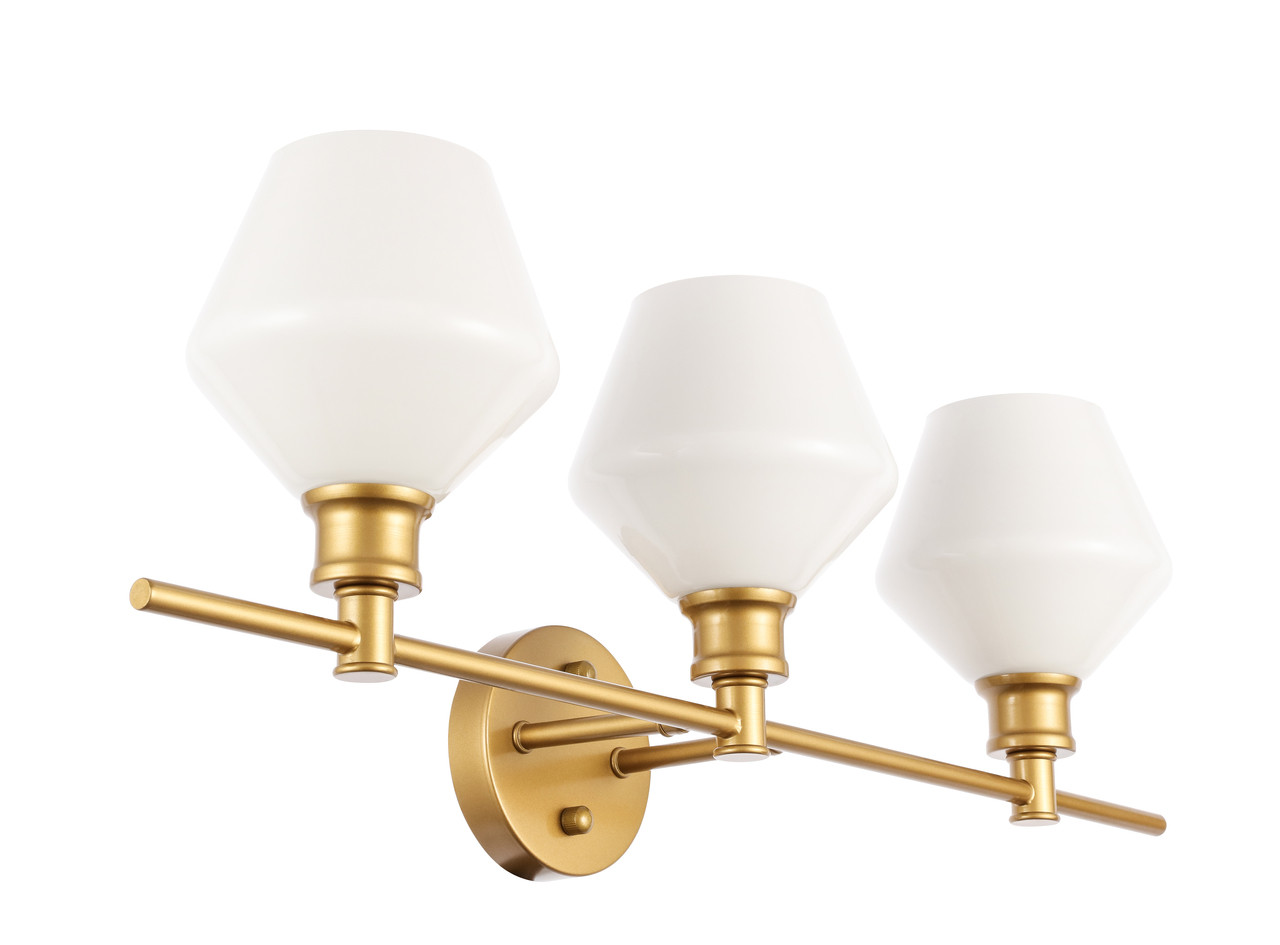 Living District LD2317BR Gene 3 light Brass and Frosted white glass Wall sconce