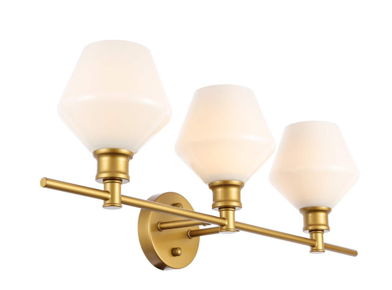 Living District LD2317BR Gene 3 light Brass and Frosted white glass Wall sconce