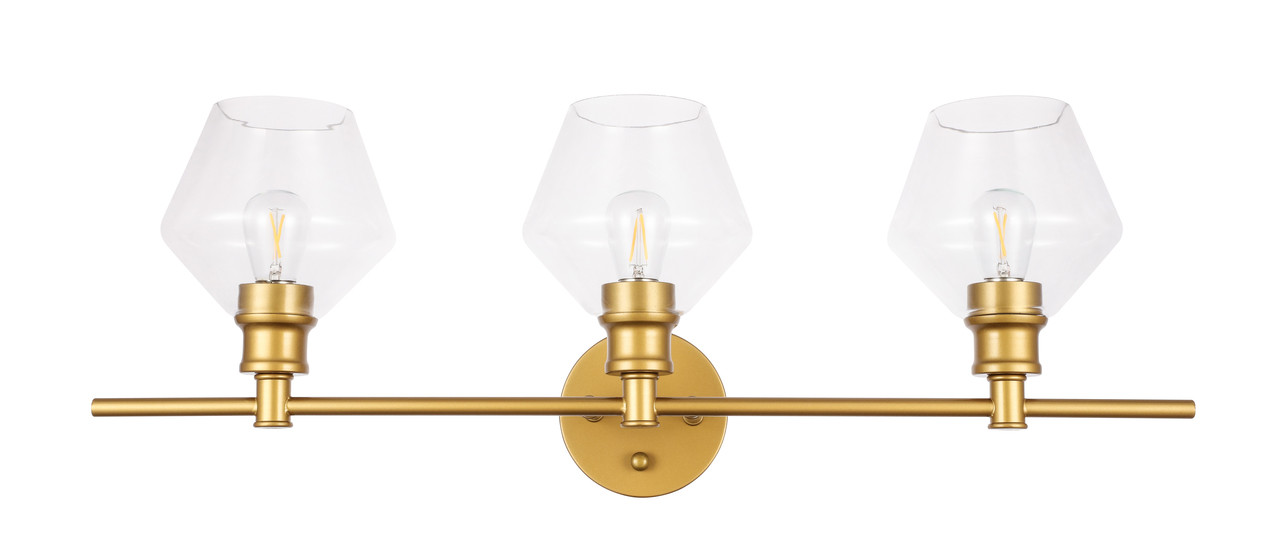 Living District LD2316BR Gene 3 light Brass and Clear glass Wall sconce