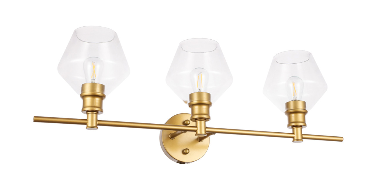 Living District LD2316BR Gene 3 light Brass and Clear glass Wall sconce