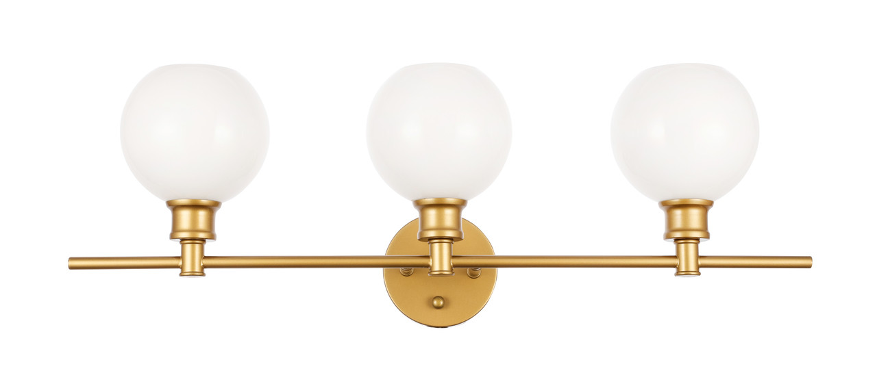 Living District LD2319BR Collier 3 light Brass and Frosted white glass Wall sconce