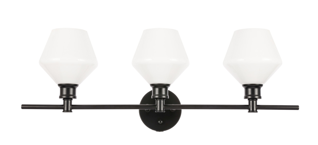 Living District LD2317BK Gene 3 light Black and Frosted white glass Wall sconce