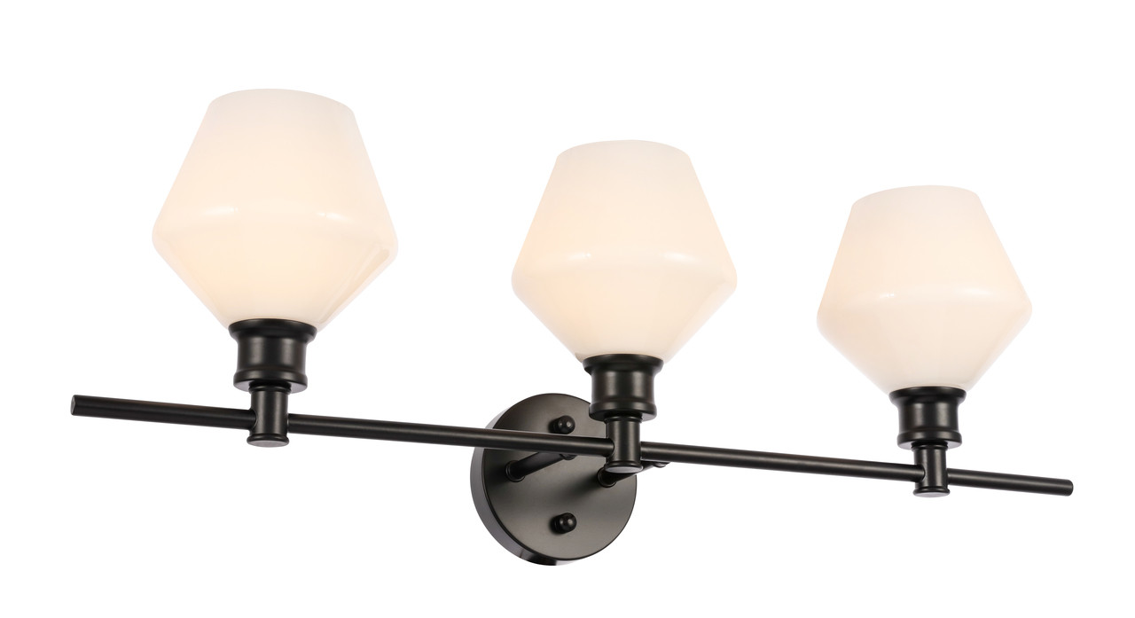 Living District LD2317BK Gene 3 light Black and Frosted white glass Wall sconce