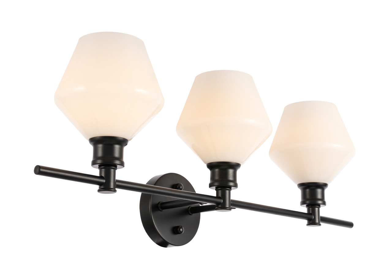 Living District LD2317BK Gene 3 light Black and Frosted white glass Wall sconce