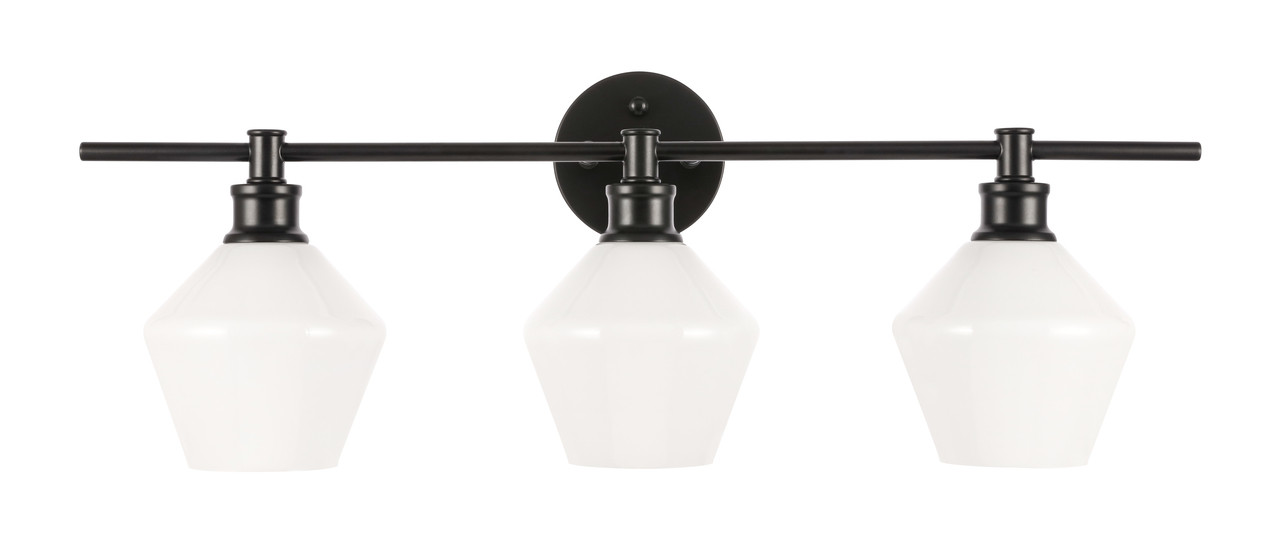 Living District LD2317BK Gene 3 light Black and Frosted white glass Wall sconce