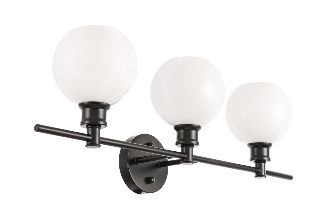 Living District LD2319BK Collier 3 light Black and Frosted white glass Wall sconce