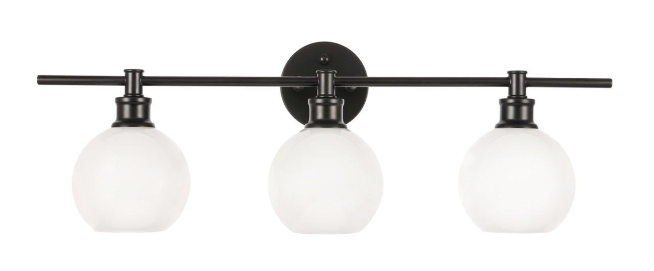 Living District LD2319BK Collier 3 light Black and Frosted white glass Wall sconce