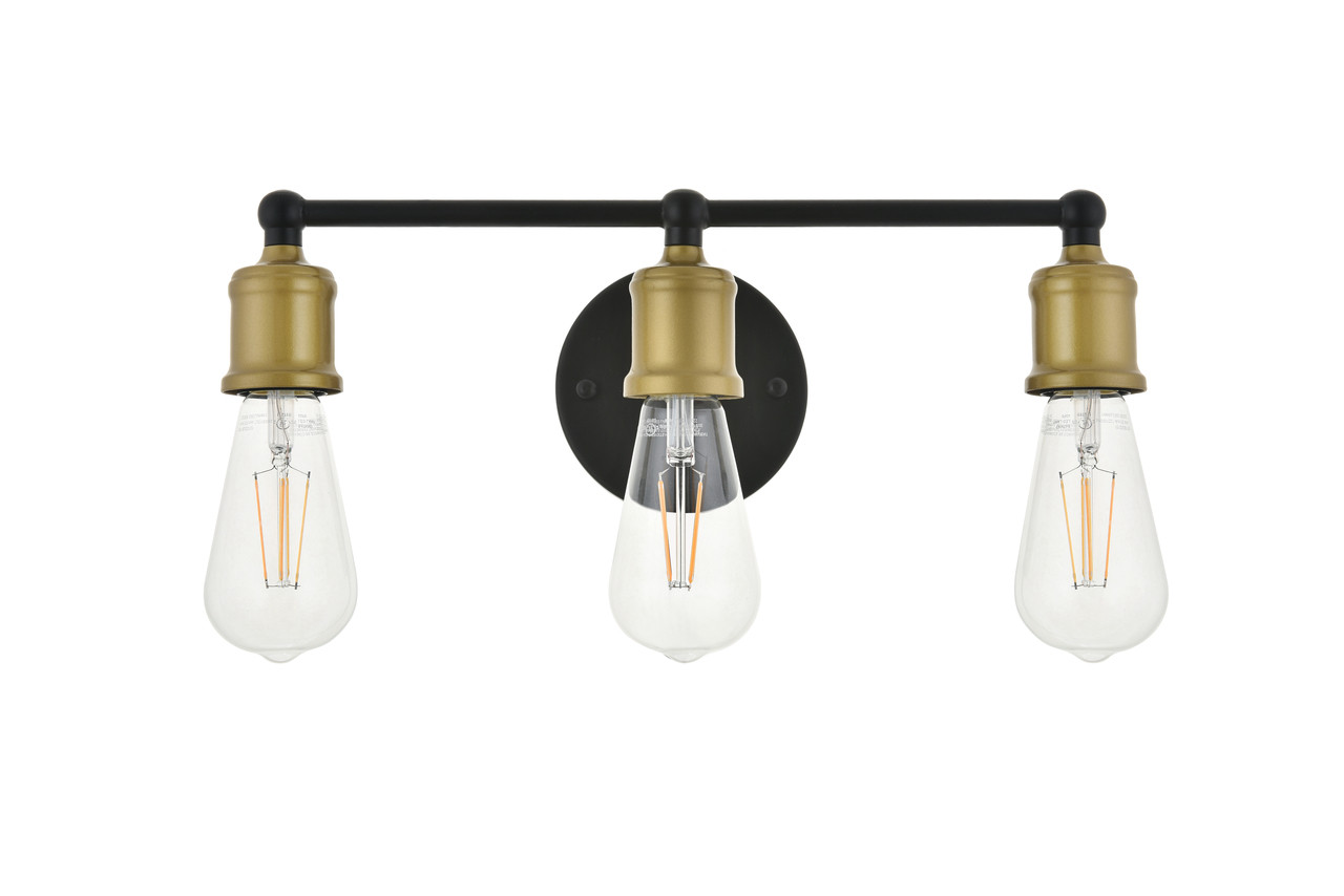 Living District LD4028W16BRB Serif 3 light brass and black Wall Sconce