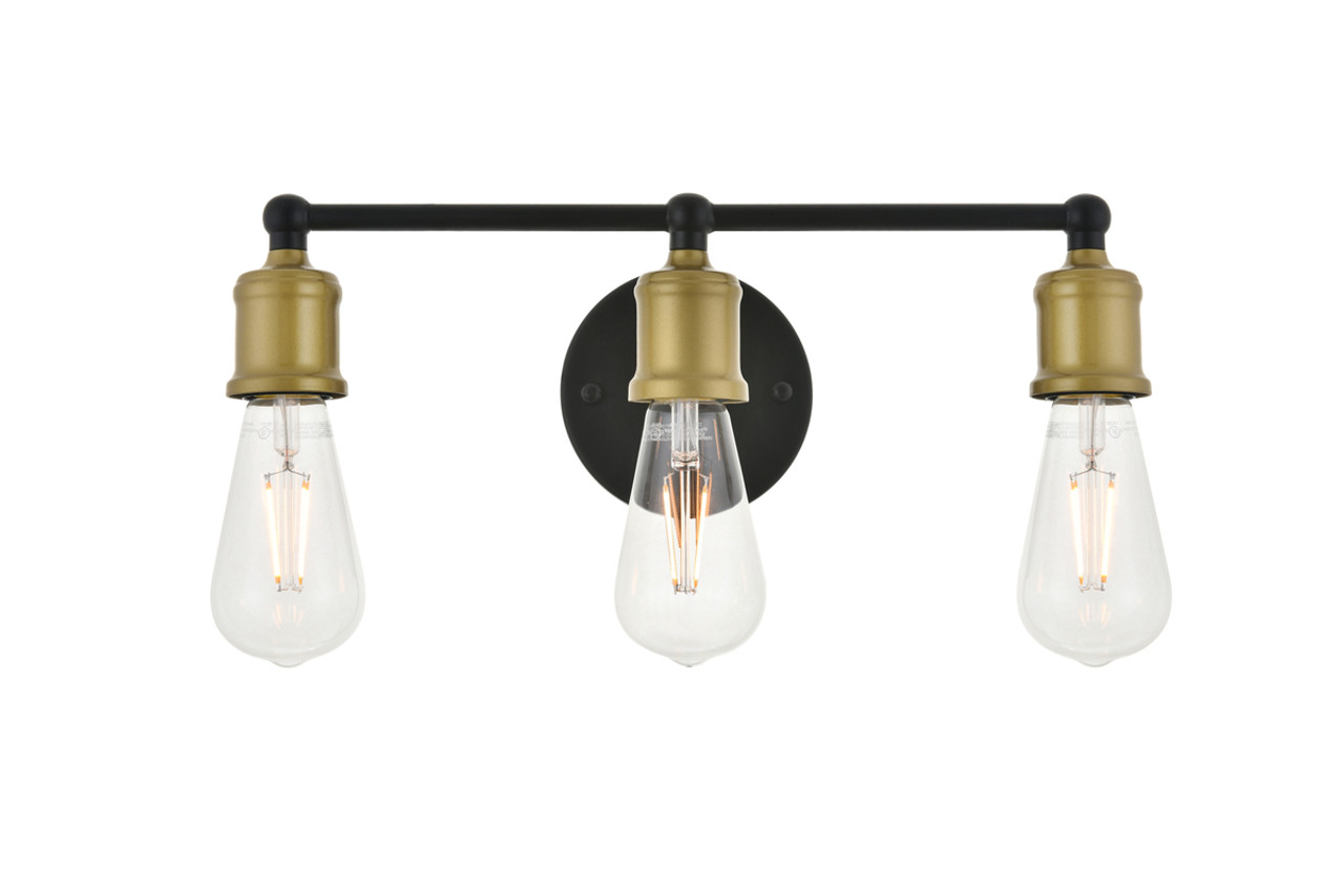 Living District LD4028W16BRB Serif 3 light brass and black Wall Sconce