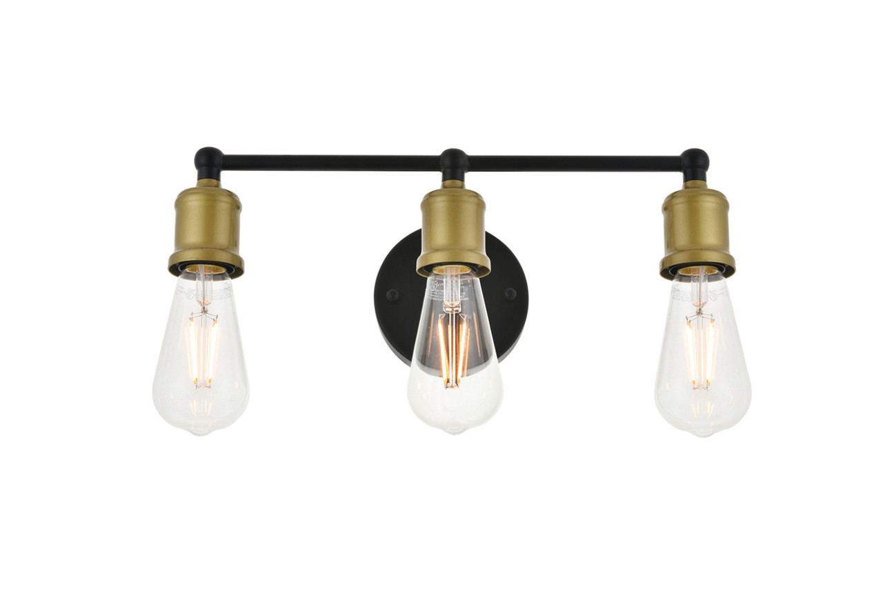 Living District LD4028W16BRB Serif 3 light brass and black Wall Sconce