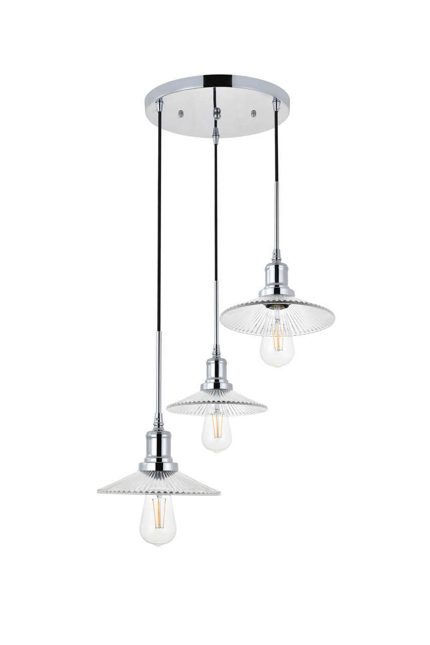 Living District LD4040D19C Waltz 3 light chrome Pendant