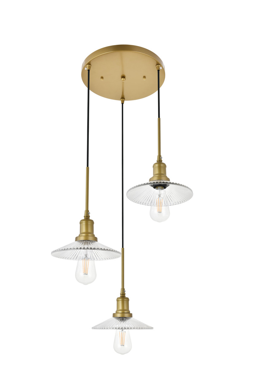 Living District LD4040D19BR Waltz 3 light brass Pendant