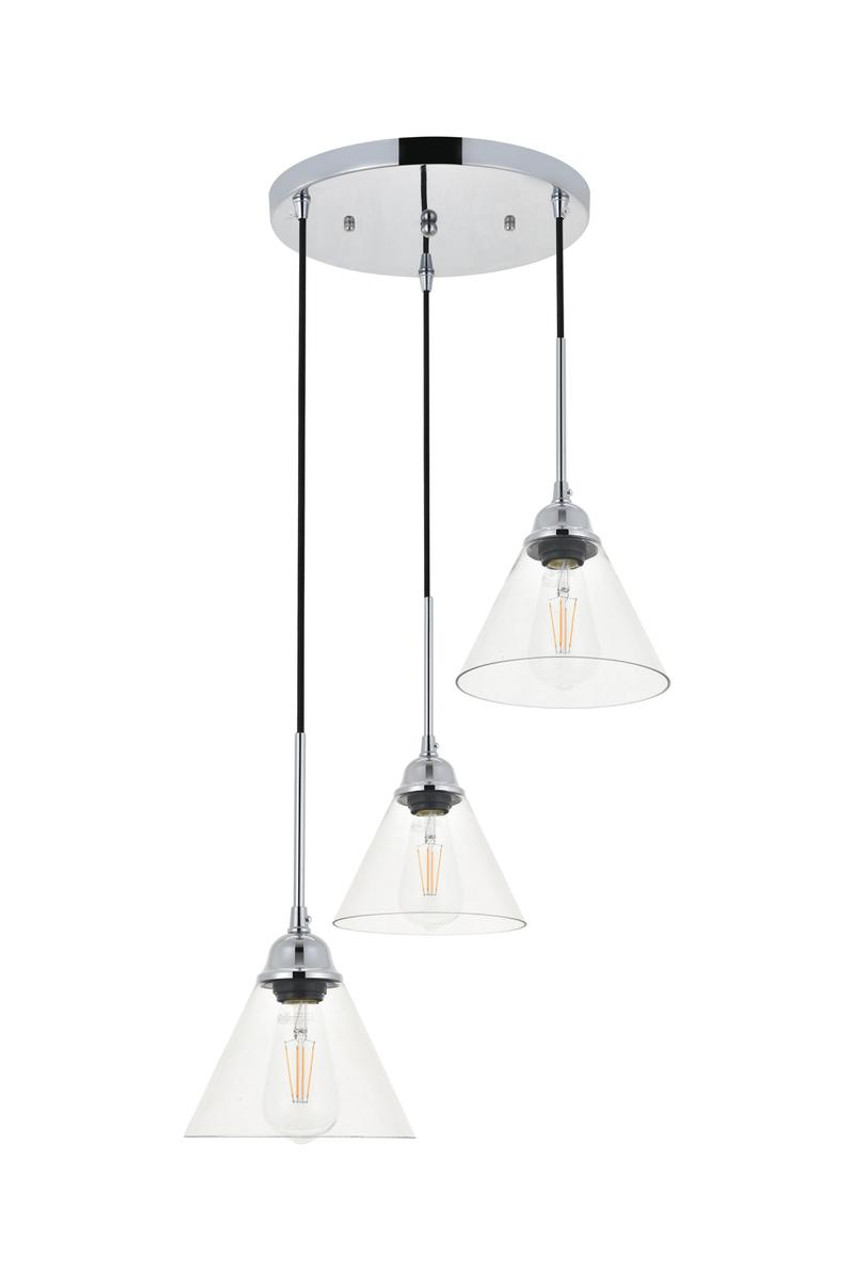 Living District LD4017D18C Histoire 3 light chrome Pendant