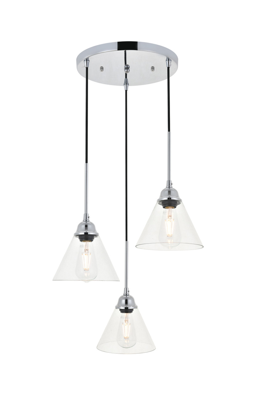 Living District LD4017D18C Histoire 3 light chrome Pendant