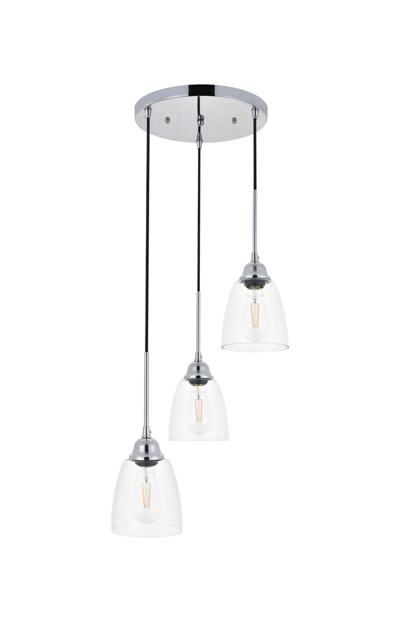 Living District LD4013D16C Felicity 3 light chrome Pendant